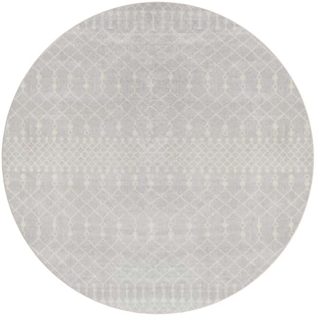 Nourison Astra Machine Washable 4' x Round Grey Bohemian Indoor Rug