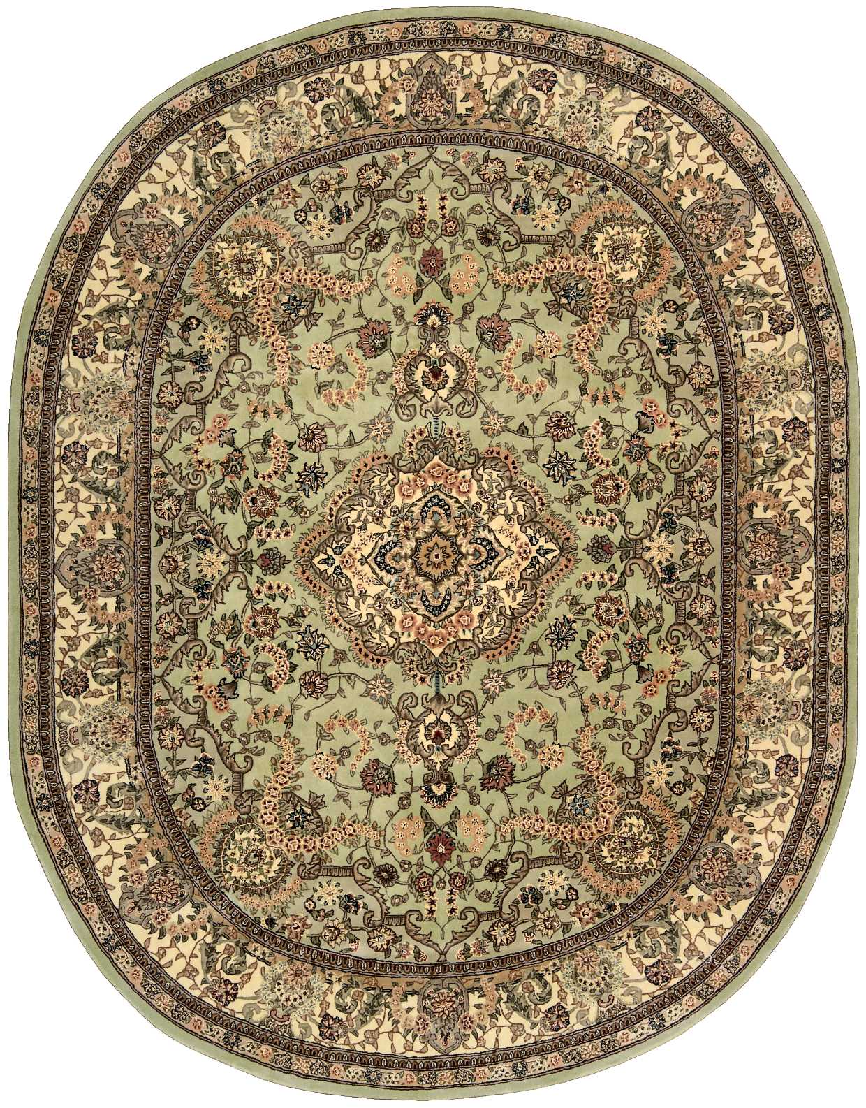 Nourison Nourison 2000 7'6“ x 9'6“ Oval Light Green Persian Indoor Rug